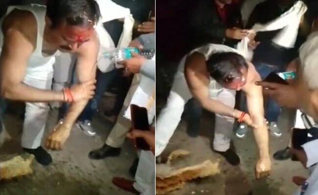 On Camera, Madhya Pradesh Minister Brajendra Singh Yadav Removes Kurta, Washes Himself At BJP Event. Reason Is…