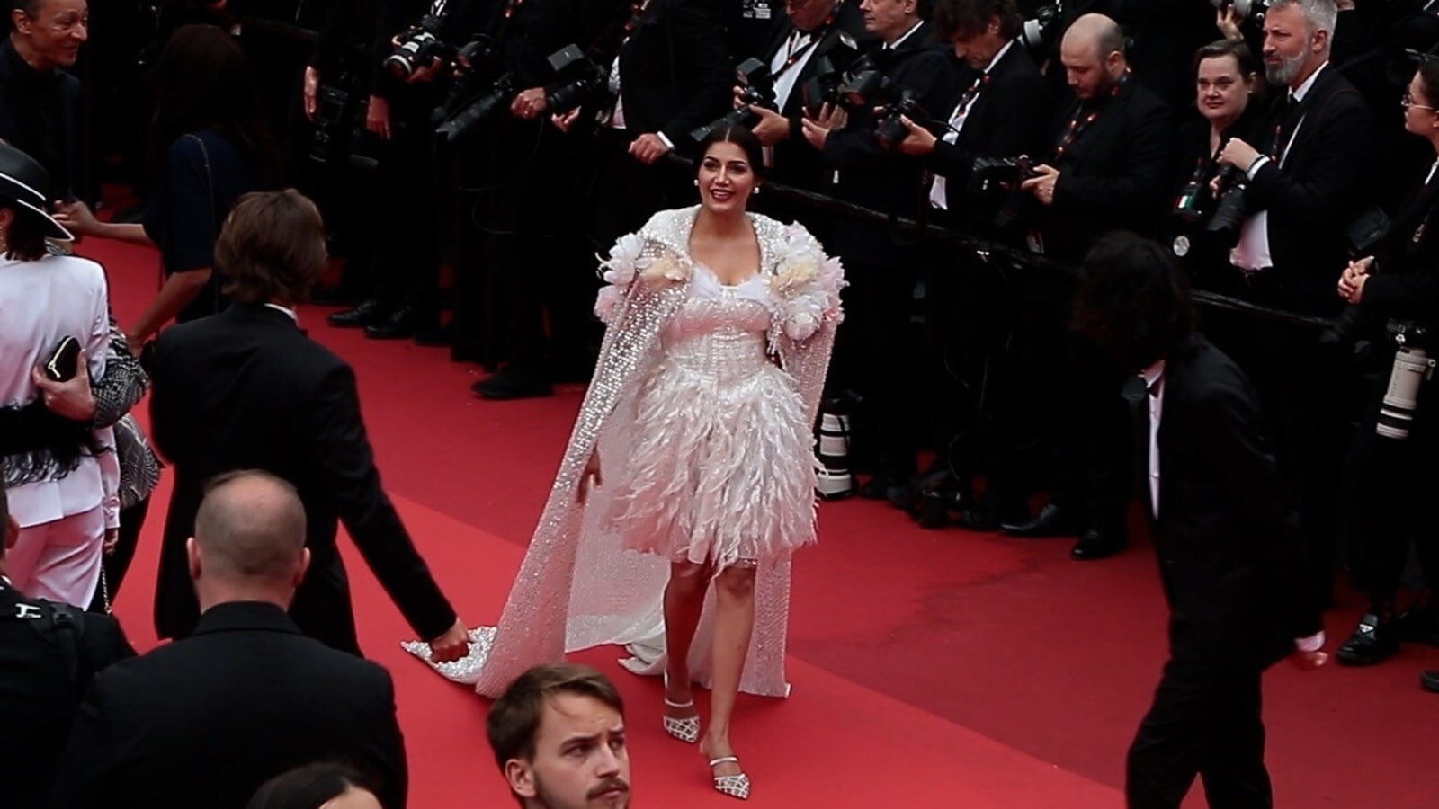 After Cannes debut, Sapna Choudhary walks red carpet again in short white dress | Bollywood